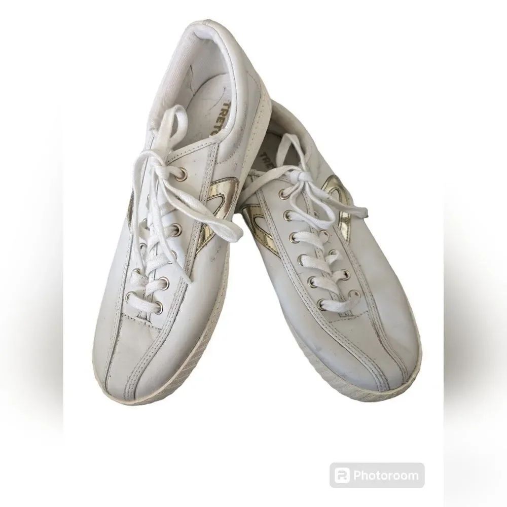 TRETORN WTNY LITE 2 PLUS WHITE GOLD RETRO FEEL LACE UP SNEAKERS